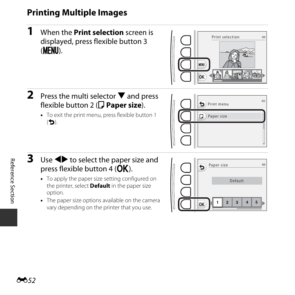 Printing multiple images, E52) | Nikon S32 User Manual | Page 150 / 188