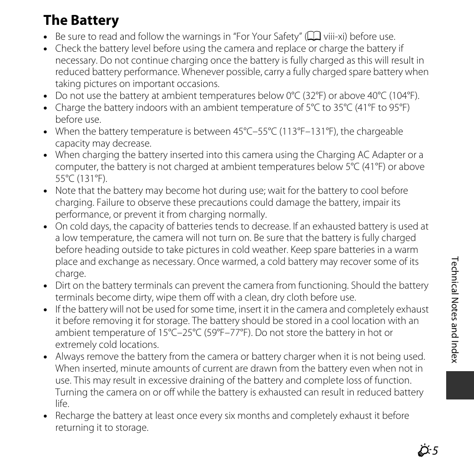 The battery | Nikon S32 User Manual | Page 163 / 188