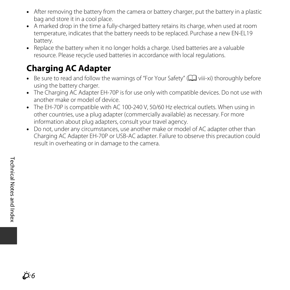 Charging ac adapter | Nikon S32 User Manual | Page 164 / 188