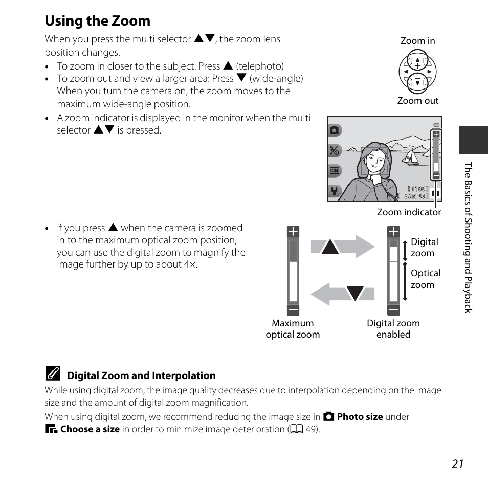 Using the zoom | Nikon S32 User Manual | Page 47 / 188