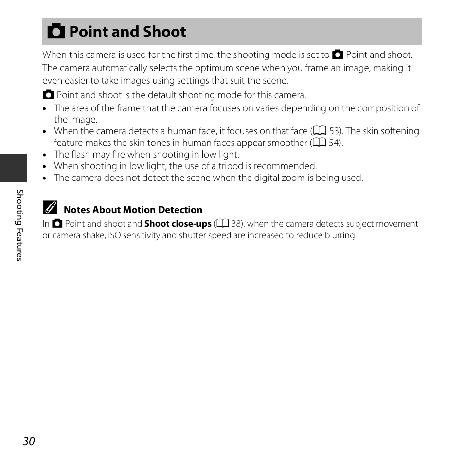 Point and shoot, A point and shoot | Nikon S32 User Manual | Page 56 / 188