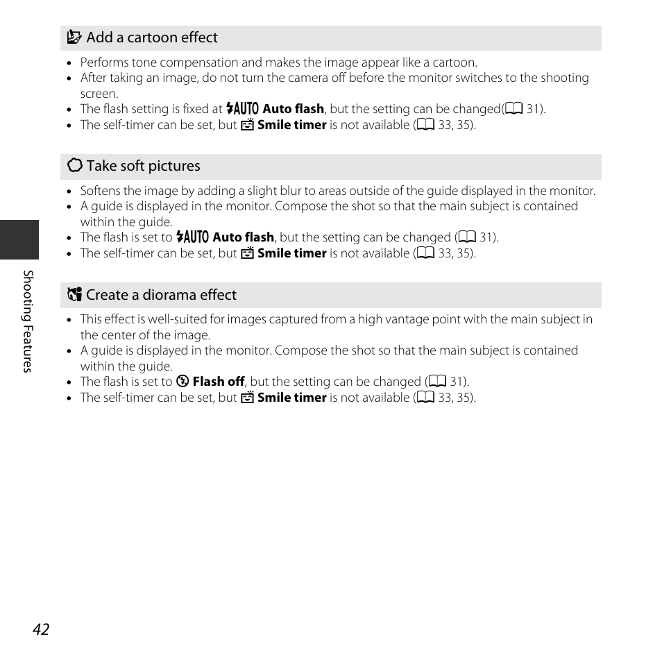 A 42), A 42 | Nikon S32 User Manual | Page 68 / 188