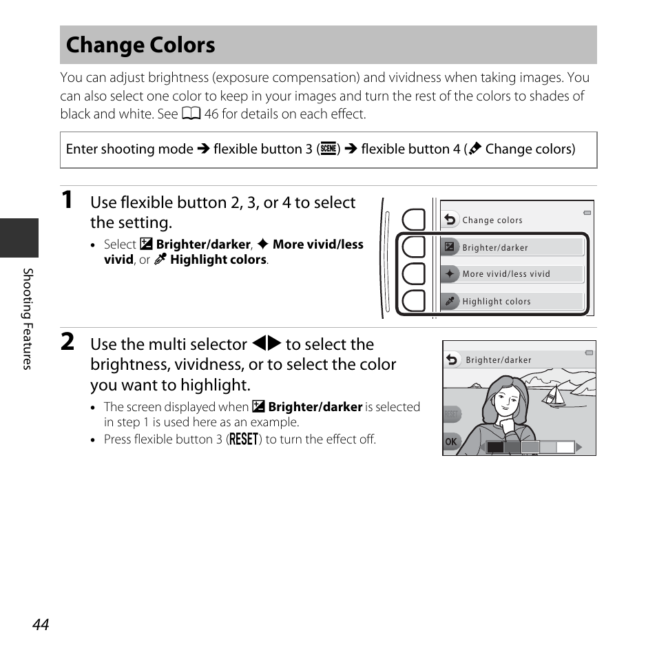 Change colors | Nikon S32 User Manual | Page 70 / 188