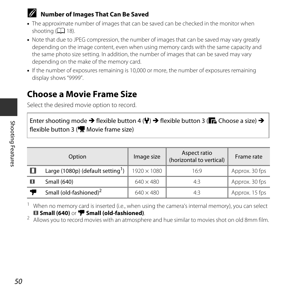 Choose a movie frame size | Nikon S32 User Manual | Page 76 / 188