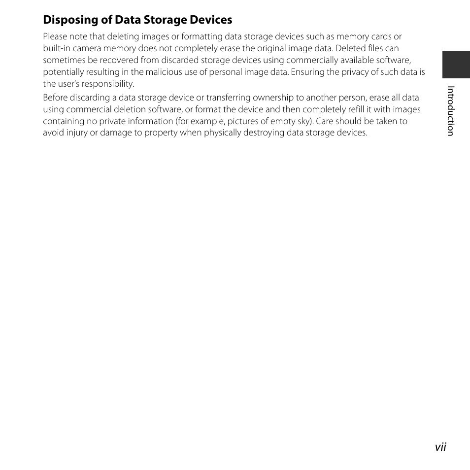 Disposing of data storage devices | Nikon S32 User Manual | Page 9 / 188