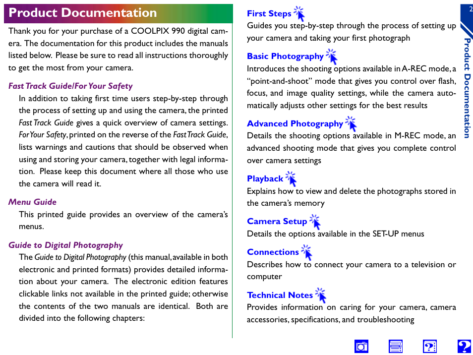 Product documentation | Nikon 990 User Manual | Page 2 / 107