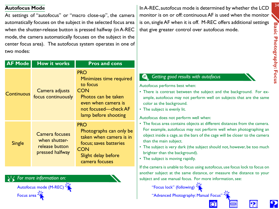 Autofocus mode, Autofocus | Nikon 990 User Manual | Page 34 / 107