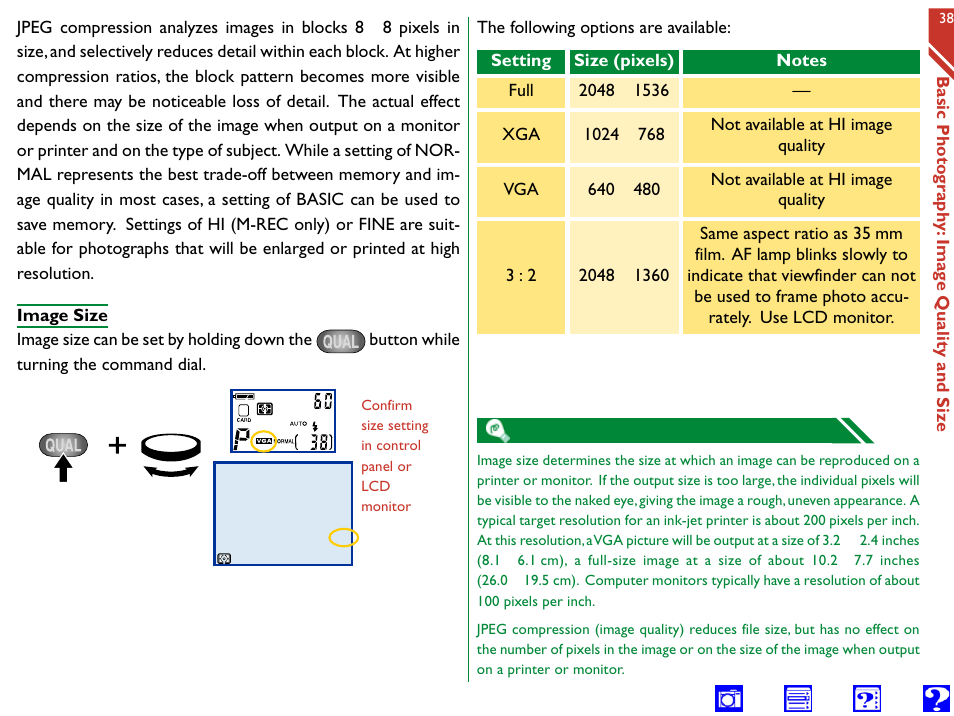 Image size | Nikon 990 User Manual | Page 38 / 107