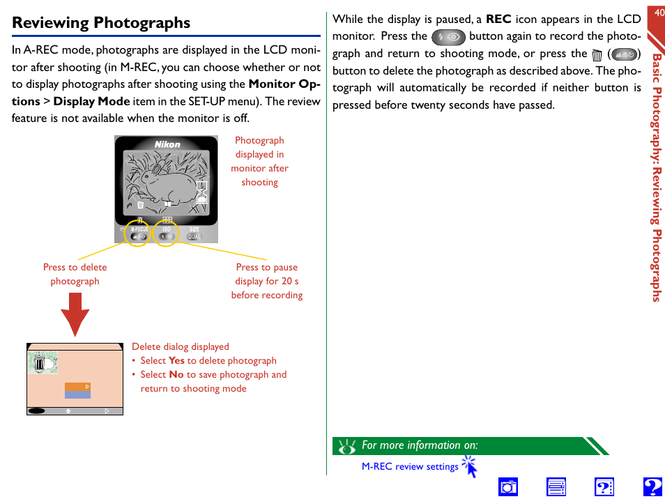 Reviewing photographs | Nikon 990 User Manual | Page 40 / 107