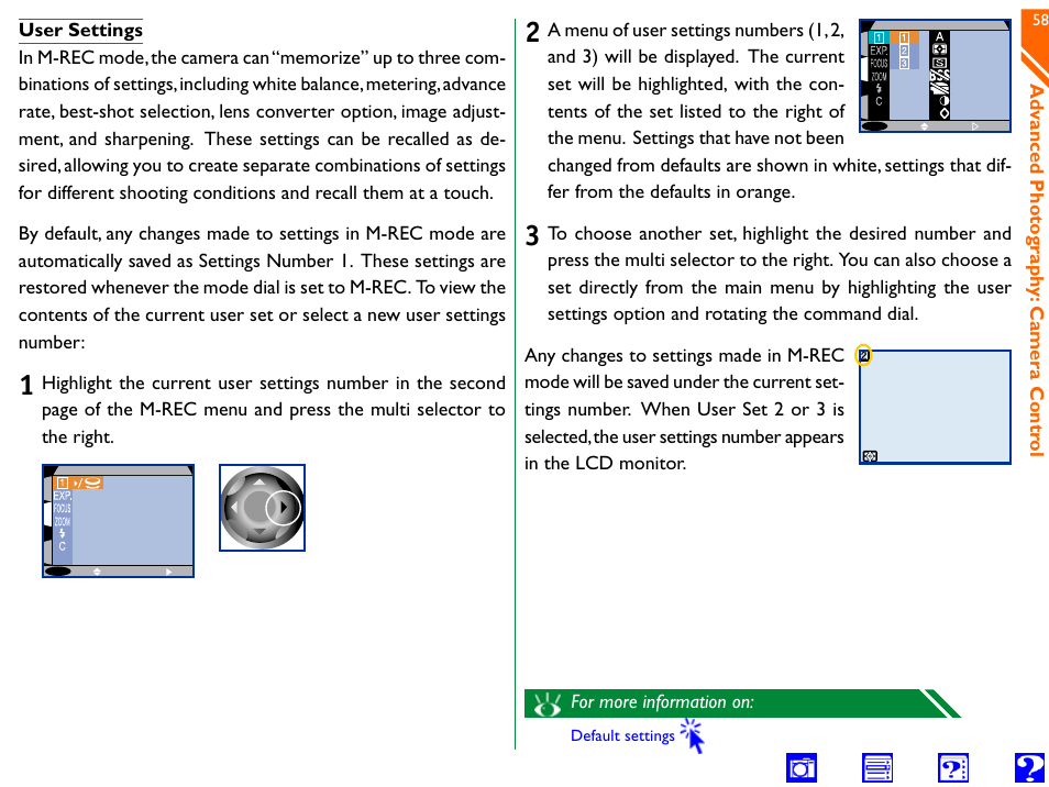 User settings, User setting | Nikon 990 User Manual | Page 58 / 107