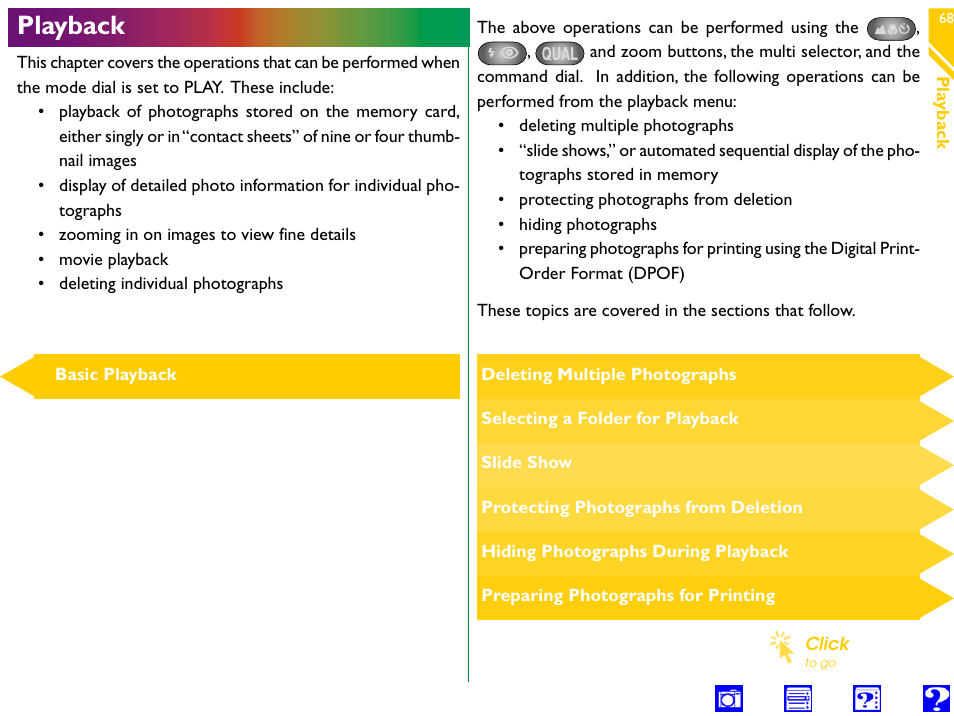 Playback, Menu, O f f | Play back menu, Select | Nikon 990 User Manual | Page 68 / 107