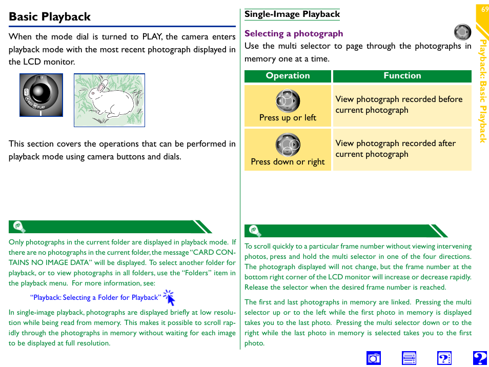 Basic playback, Single-image playback | Nikon 990 User Manual | Page 69 / 107