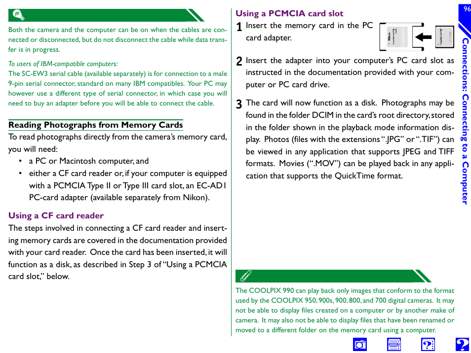 Reading photographs from memory cards | Nikon 990 User Manual | Page 96 / 107