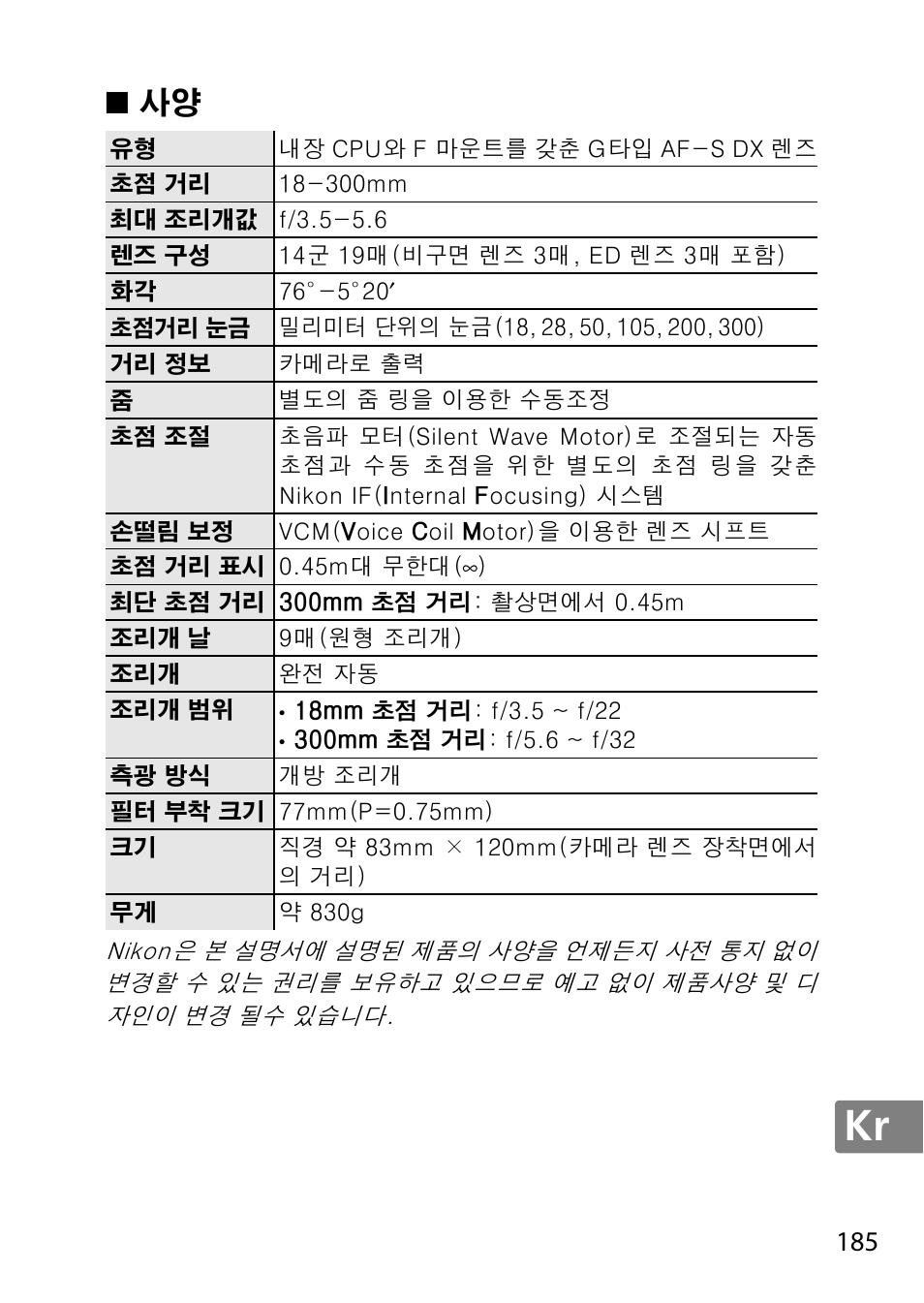 Nikon AF-S DX NIKKOR 18-300mm f-3.5-5.6G ED VR User Manual | Page 185 / 200