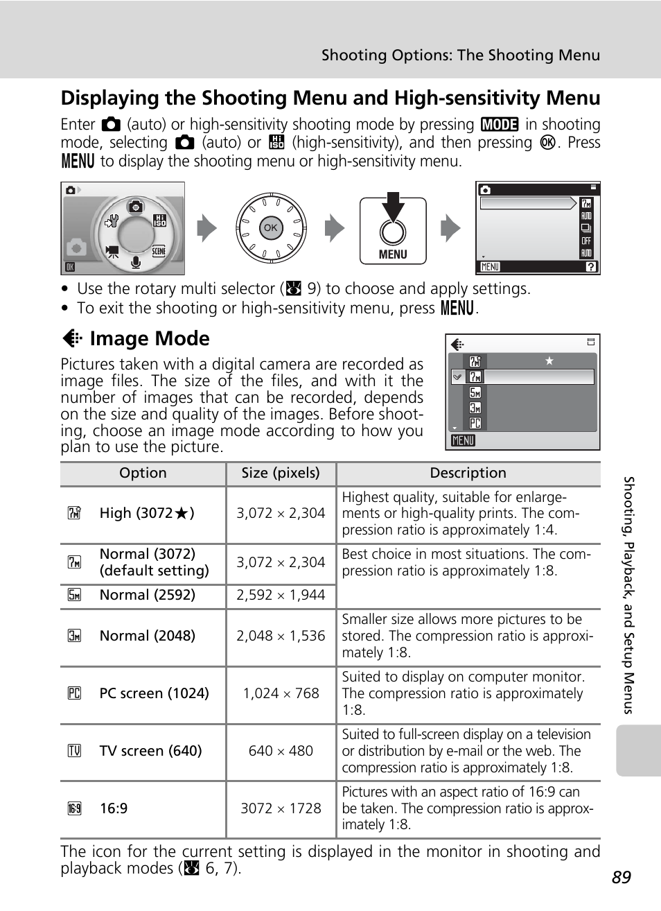 Image mode, Mode (c 89, C 89) be a | C 89, Zimage mode | Nikon S50 User Manual | Page 101 / 156
