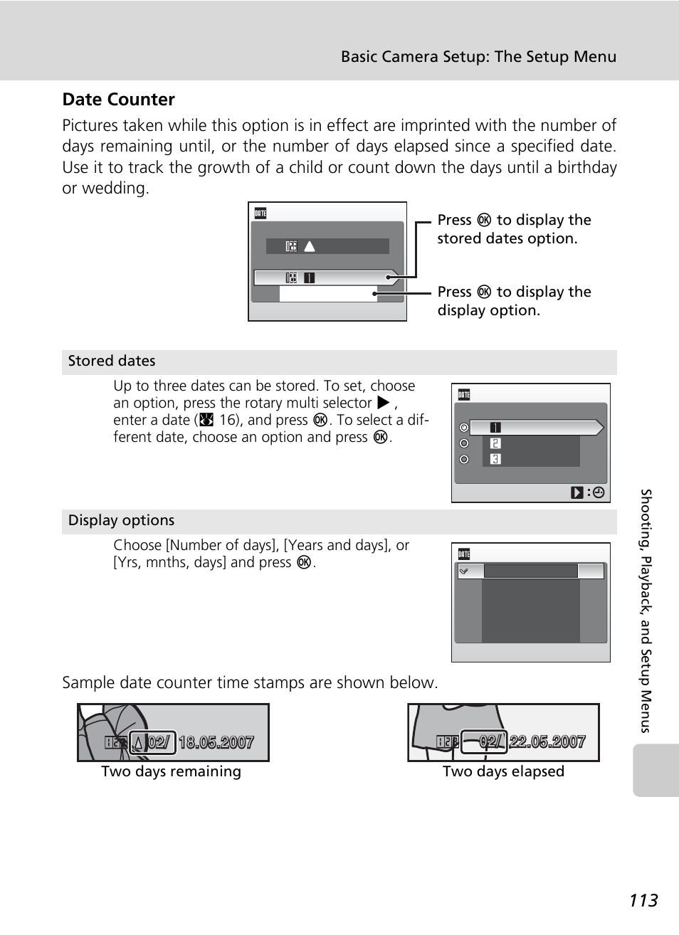 Date counter | Nikon S50 User Manual | Page 125 / 156