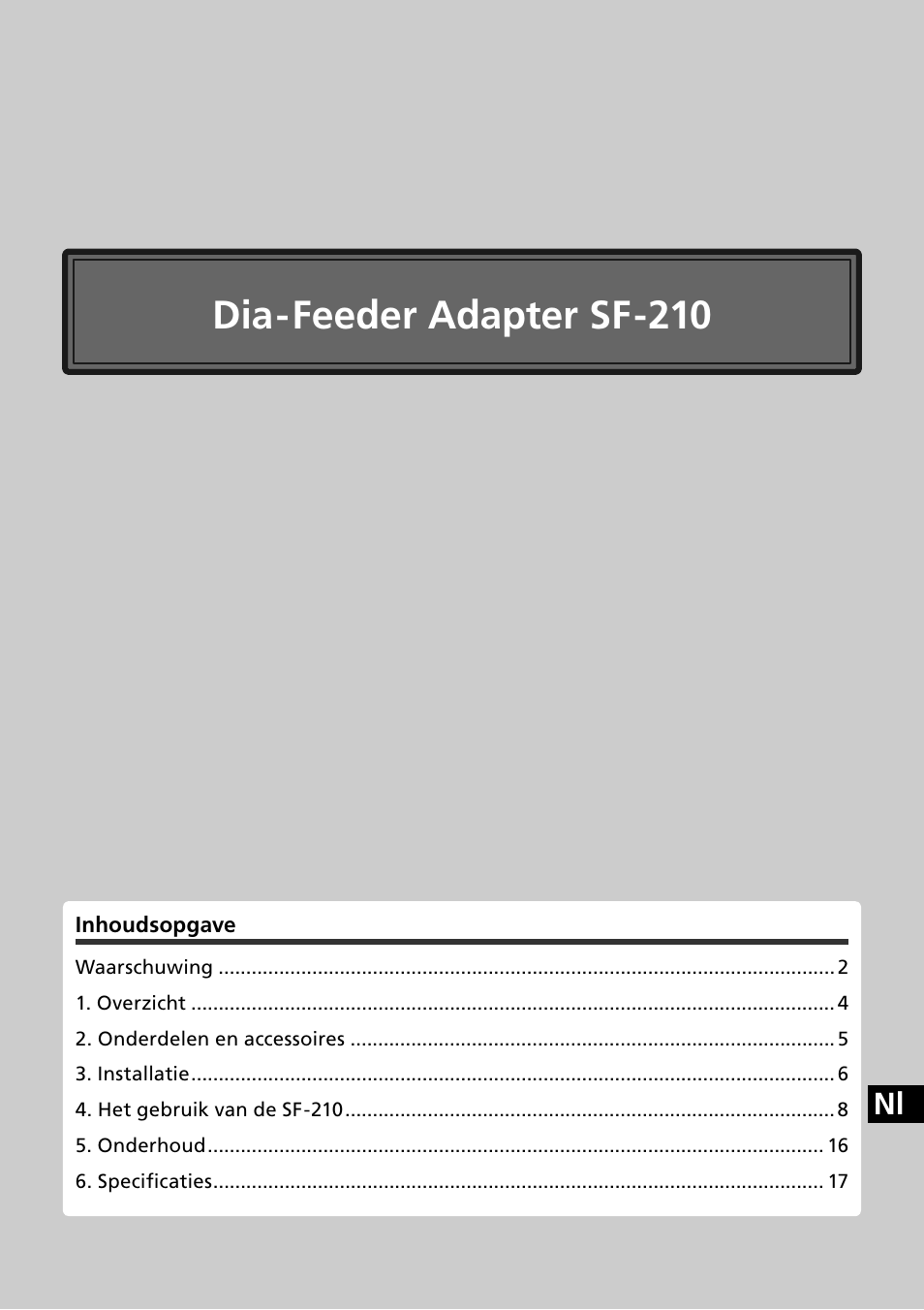 Dia-feeder adapter sf-210 | Nikon SF-210 Slide Feeder Adapter User Manual | Page 121 / 155