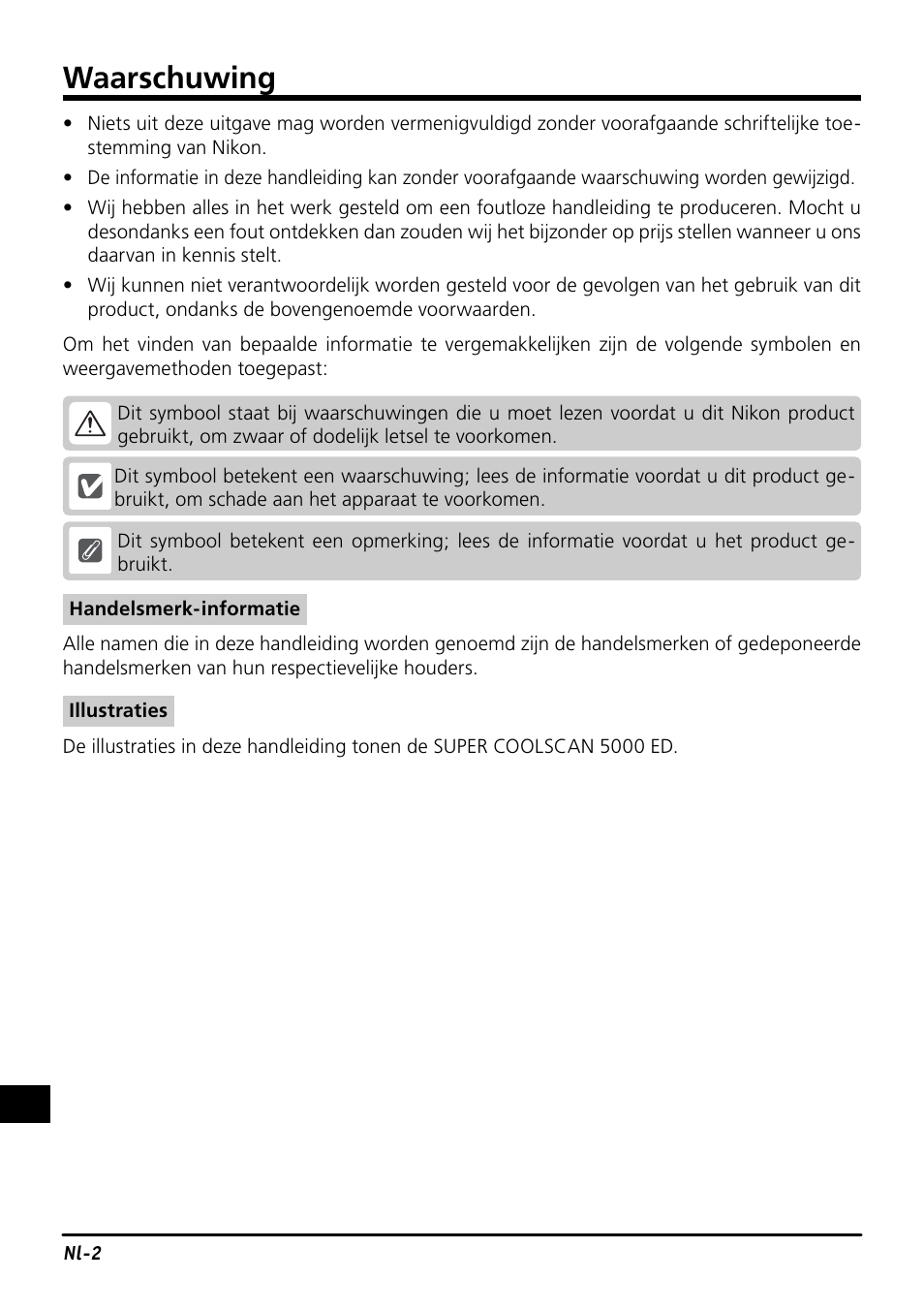 Waarschuwing | Nikon SF-210 Slide Feeder Adapter User Manual | Page 122 / 155