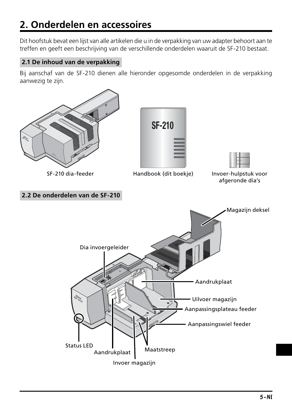 Sf-210, Onderdelen en accessoires | Nikon SF-210 Slide Feeder Adapter User Manual | Page 125 / 155