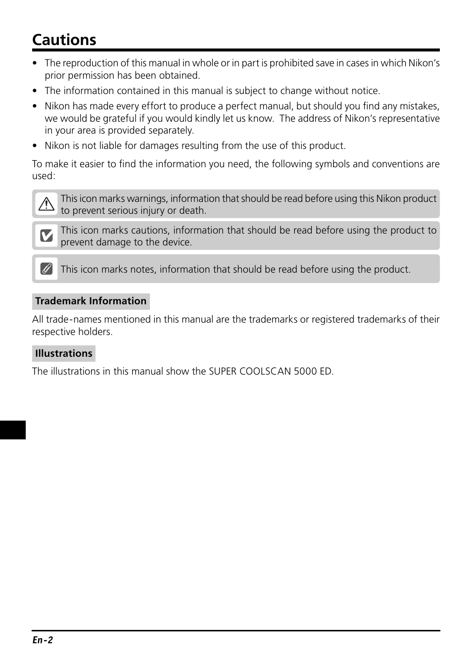 Cautions | Nikon SF-210 Slide Feeder Adapter User Manual | Page 20 / 155
