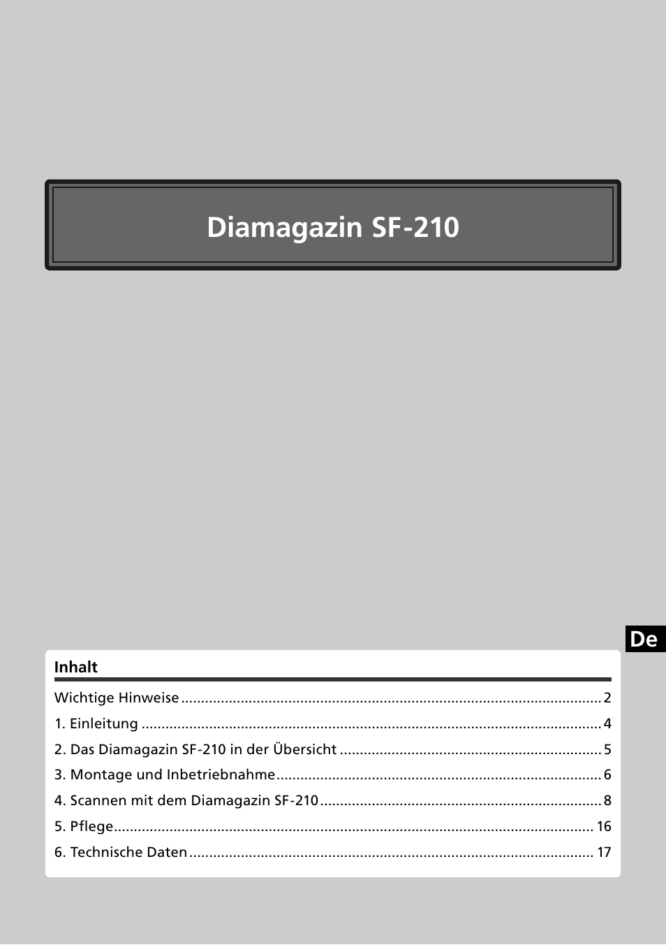Diamagazin sf-210 | Nikon SF-210 Slide Feeder Adapter User Manual | Page 36 / 155