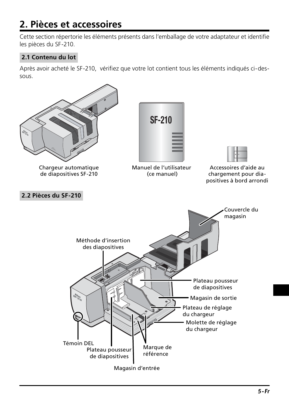 Pièces et accessoires, Sf-210 | Nikon SF-210 Slide Feeder Adapter User Manual | Page 57 / 155