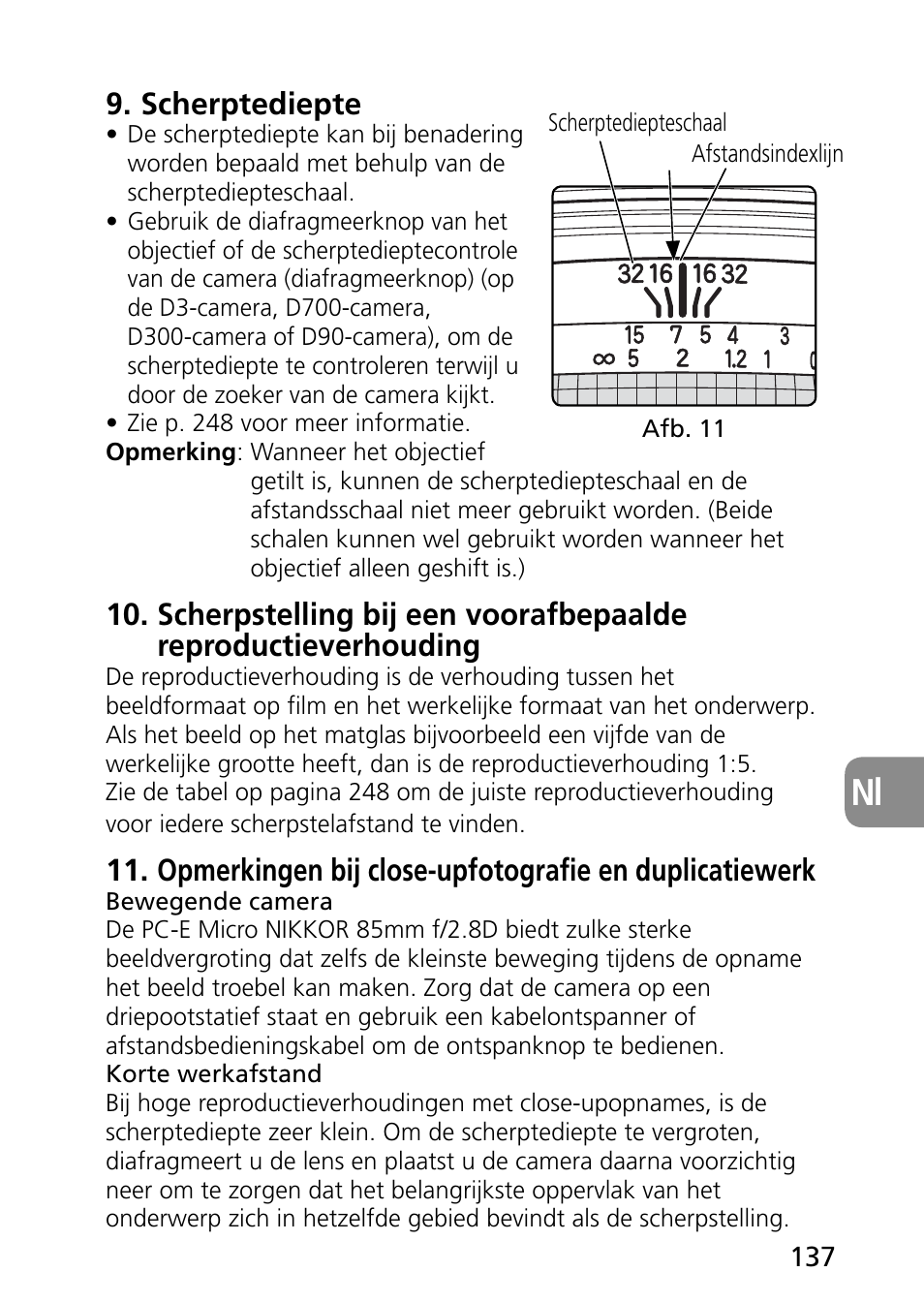 Scherptediepte | Nikon PC-E Micro NIKKOR 85mm f-2.8D User Manual | Page 137 / 251