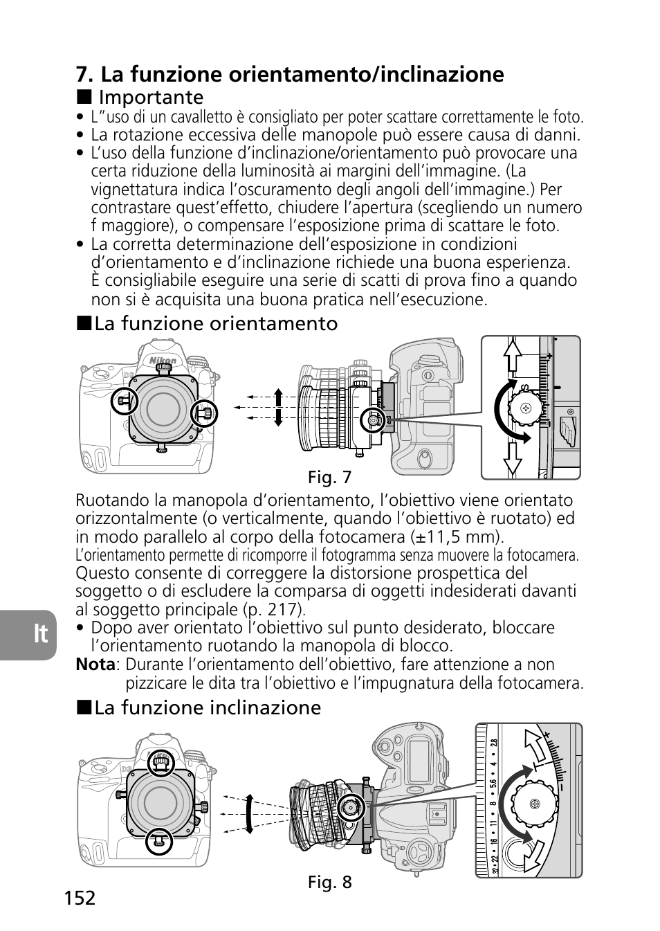 La funzione orientamento/inclinazione | Nikon PC-E Micro NIKKOR 85mm f-2.8D User Manual | Page 152 / 251