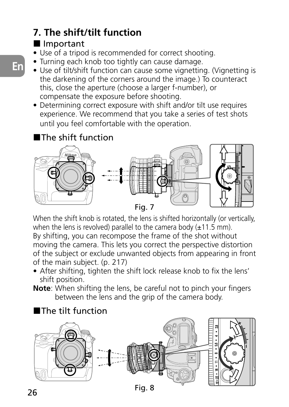 The shift/tilt function | Nikon PC-E Micro NIKKOR 85mm f-2.8D User Manual | Page 26 / 251