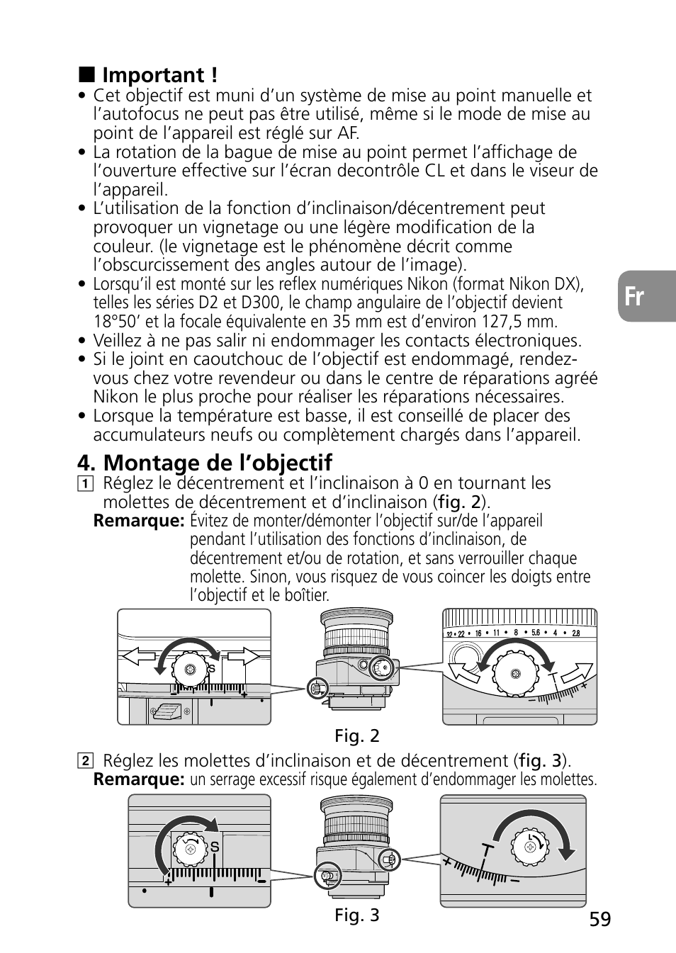 Montage de l’objectif | Nikon PC-E Micro NIKKOR 85mm f-2.8D User Manual | Page 59 / 251