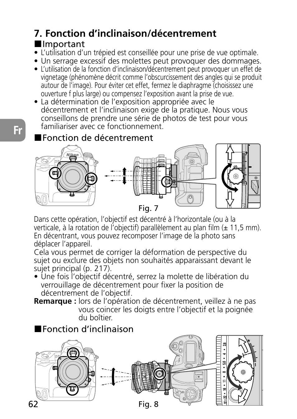 Fonction d’inclinaison/décentrement | Nikon PC-E Micro NIKKOR 85mm f-2.8D User Manual | Page 62 / 251