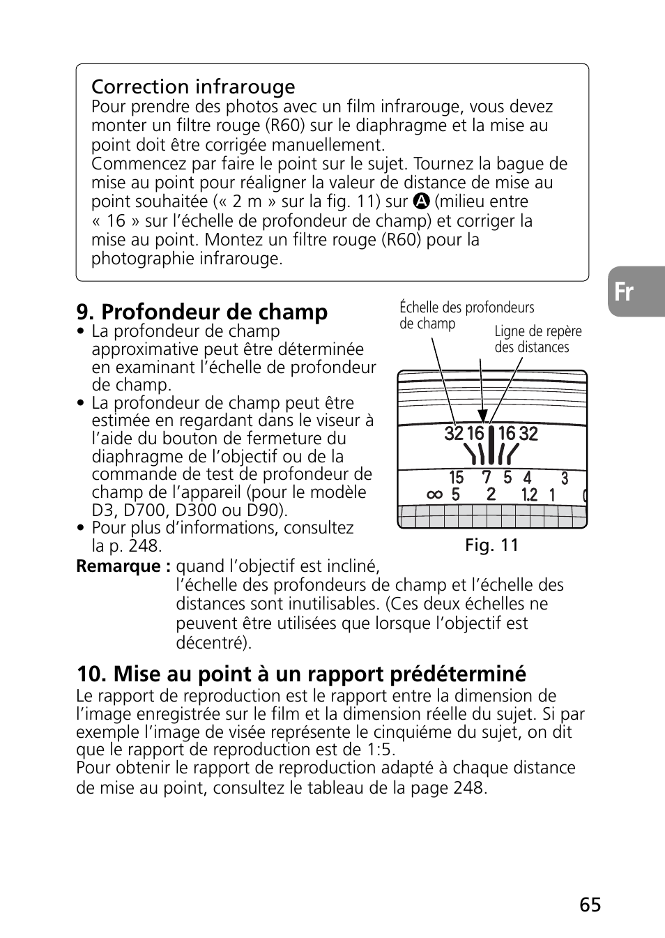 Profondeur de champ, Mise au point à un rapport prédéterminé | Nikon PC-E Micro NIKKOR 85mm f-2.8D User Manual | Page 65 / 251