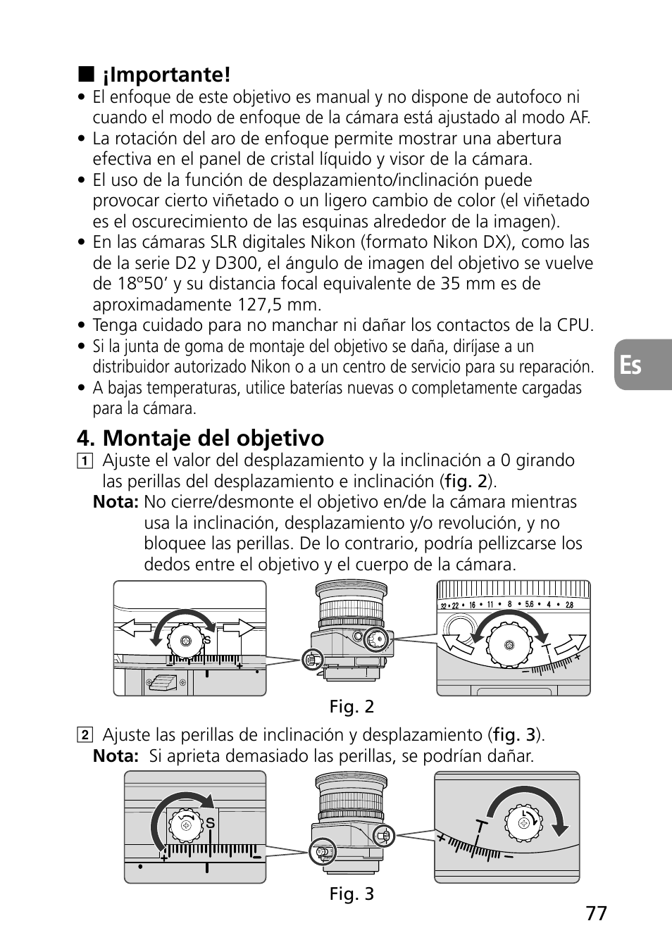 Montaje del objetivo | Nikon PC-E Micro NIKKOR 85mm f-2.8D User Manual | Page 77 / 251