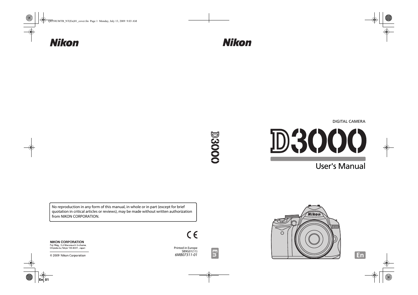 Nikon D3000 User Manual | 68 pages