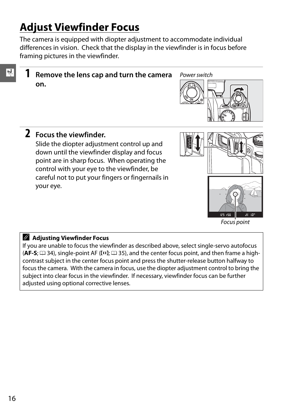 Adjust viewfinder focus | Nikon D3000 User Manual | Page 22 / 68