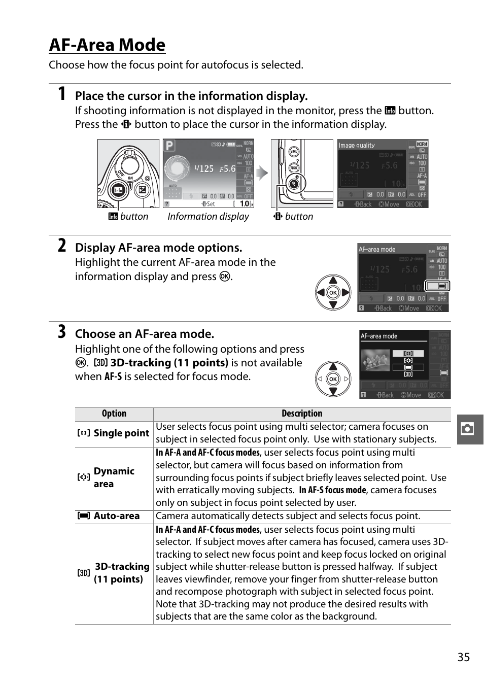 Af-area mode | Nikon D3000 User Manual | Page 41 / 68