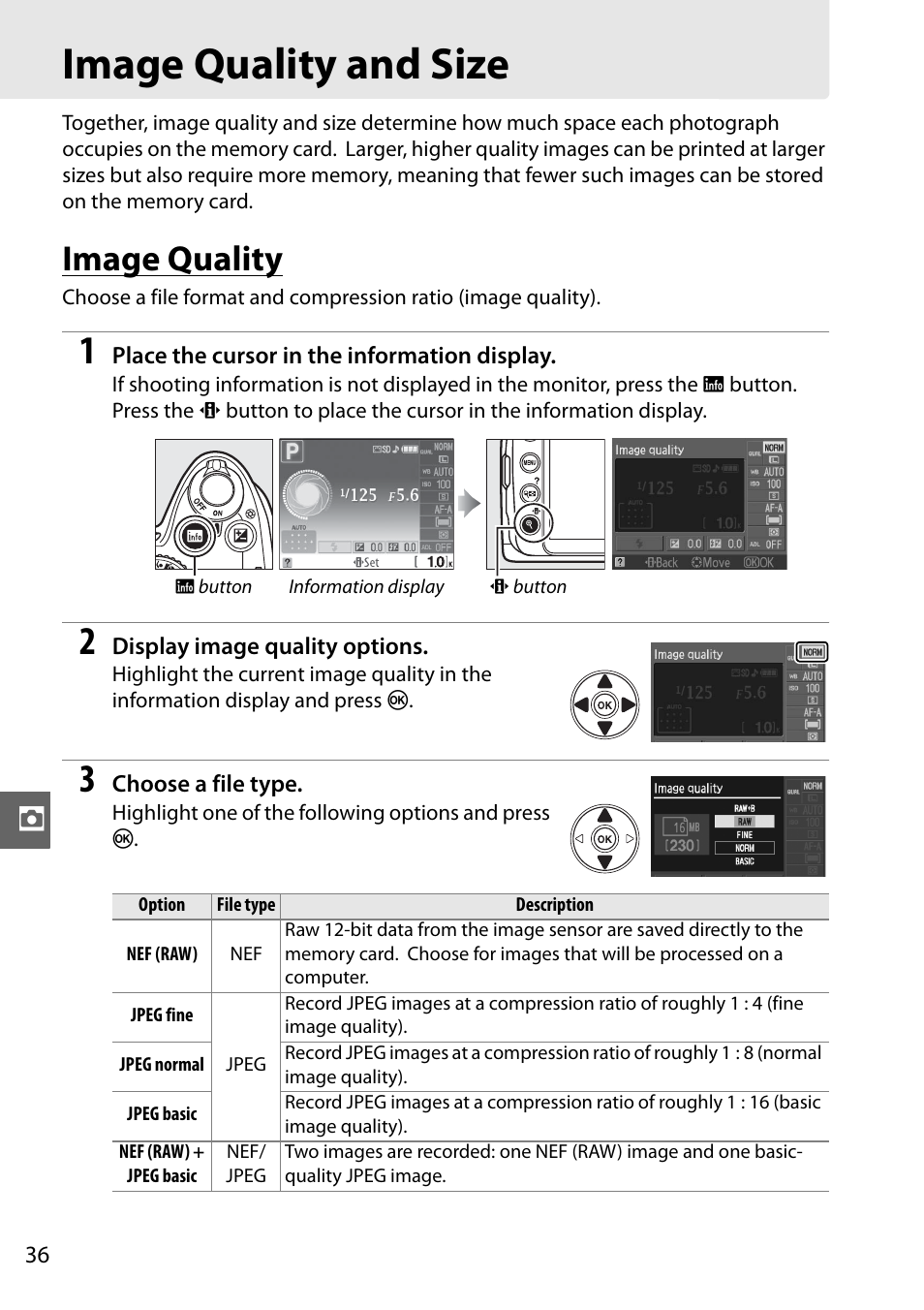 Image quality and size, Image quality | Nikon D3000 User Manual | Page 42 / 68