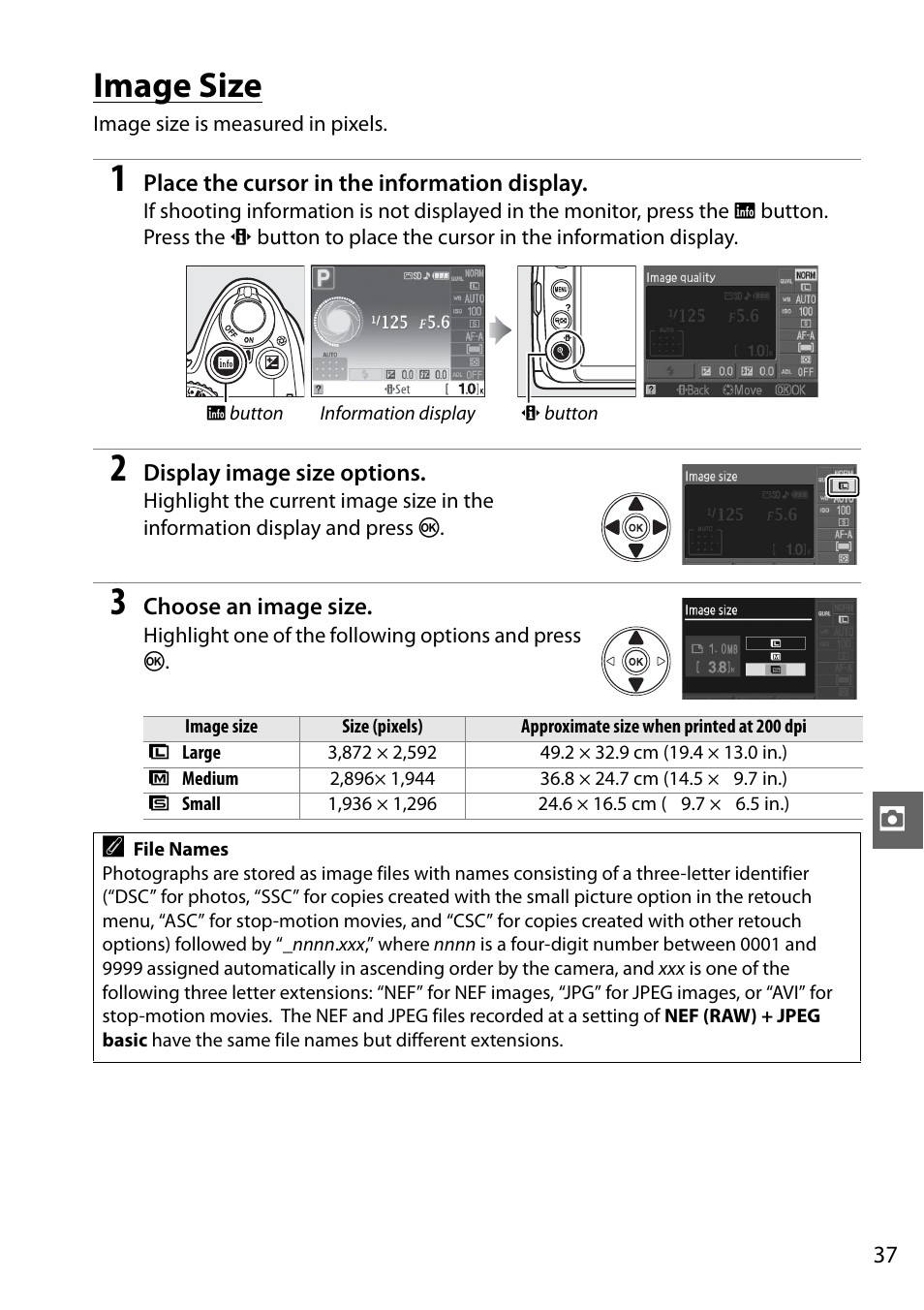 Image size | Nikon D3000 User Manual | Page 43 / 68