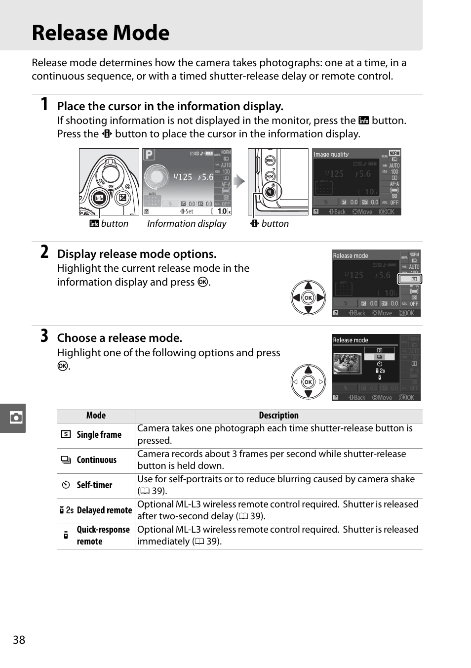 Release mode | Nikon D3000 User Manual | Page 44 / 68