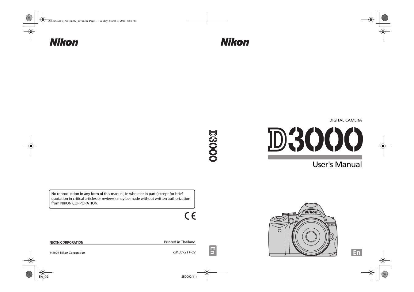 User's manual | Nikon D3000 User Manual | Page 68 / 68