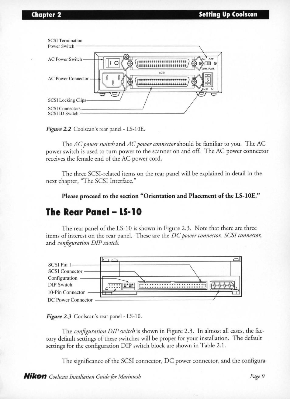 The rear panel - ls-10, The rear panel — ls-10 | Nikon LS-10 Installation Guide for Macintosh User Manual | Page 16 / 68