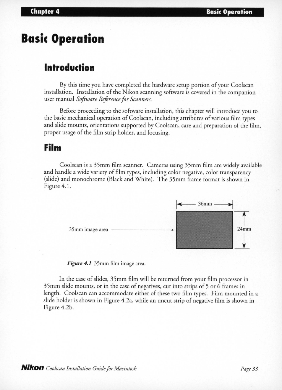 Introduction, Film, Basic operation | Nikon LS-10 Installation Guide for Macintosh User Manual | Page 40 / 68