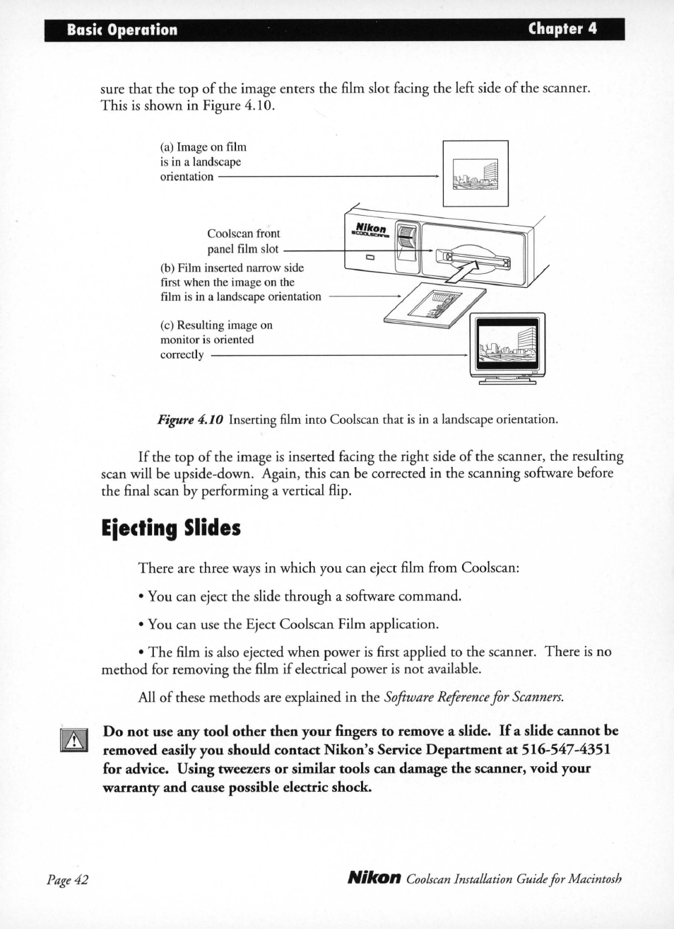 Ejecting slides | Nikon LS-10 Installation Guide for Macintosh User Manual | Page 49 / 68