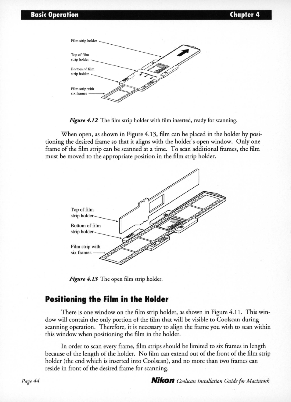 Positioning the film in the holder | Nikon LS-10 Installation Guide for Macintosh User Manual | Page 51 / 68