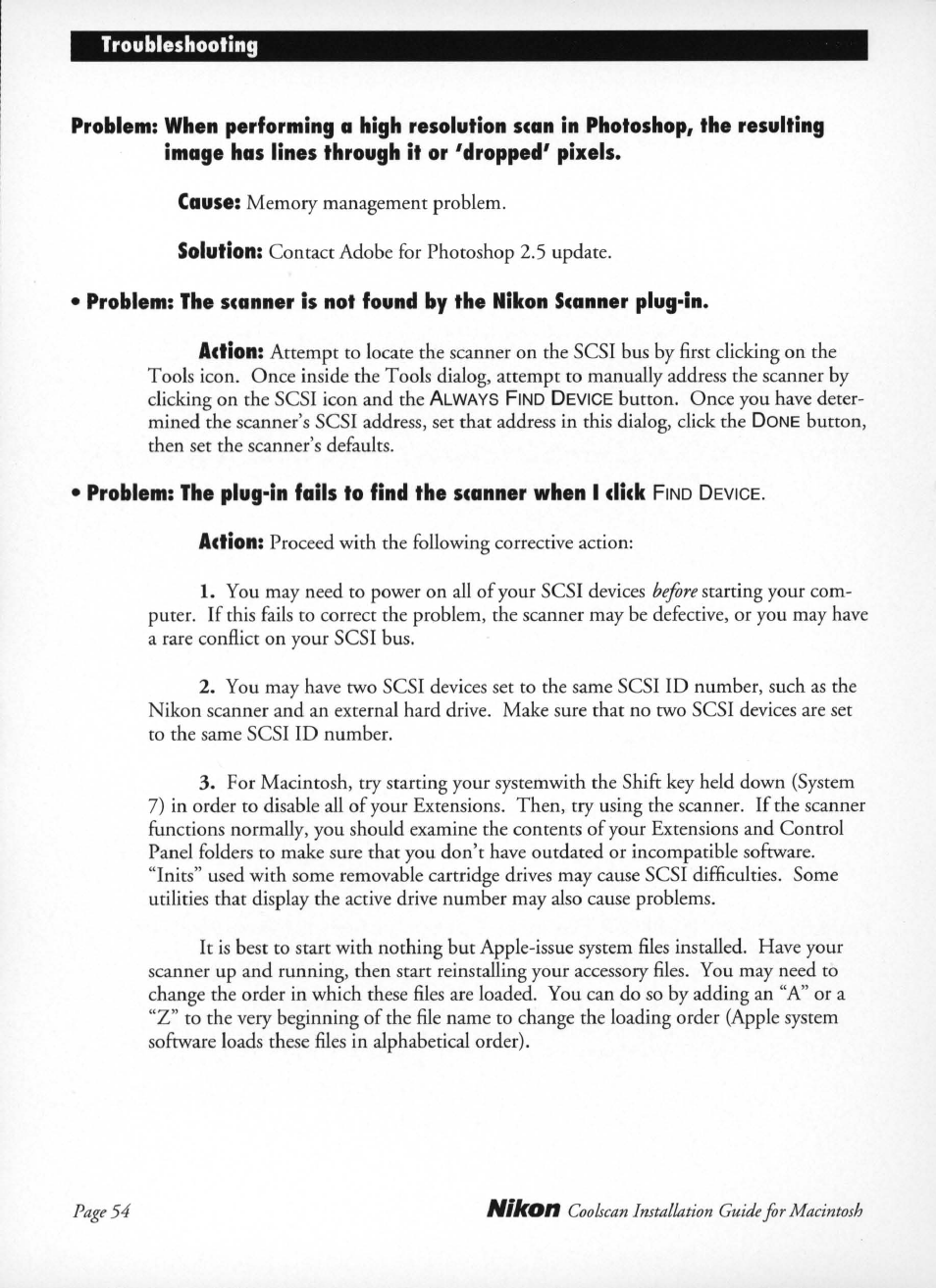 Contact adobe for photoshop 2.5 update, Button, then set the scanner’s defaults | Nikon LS-10 Installation Guide for Macintosh User Manual | Page 61 / 68