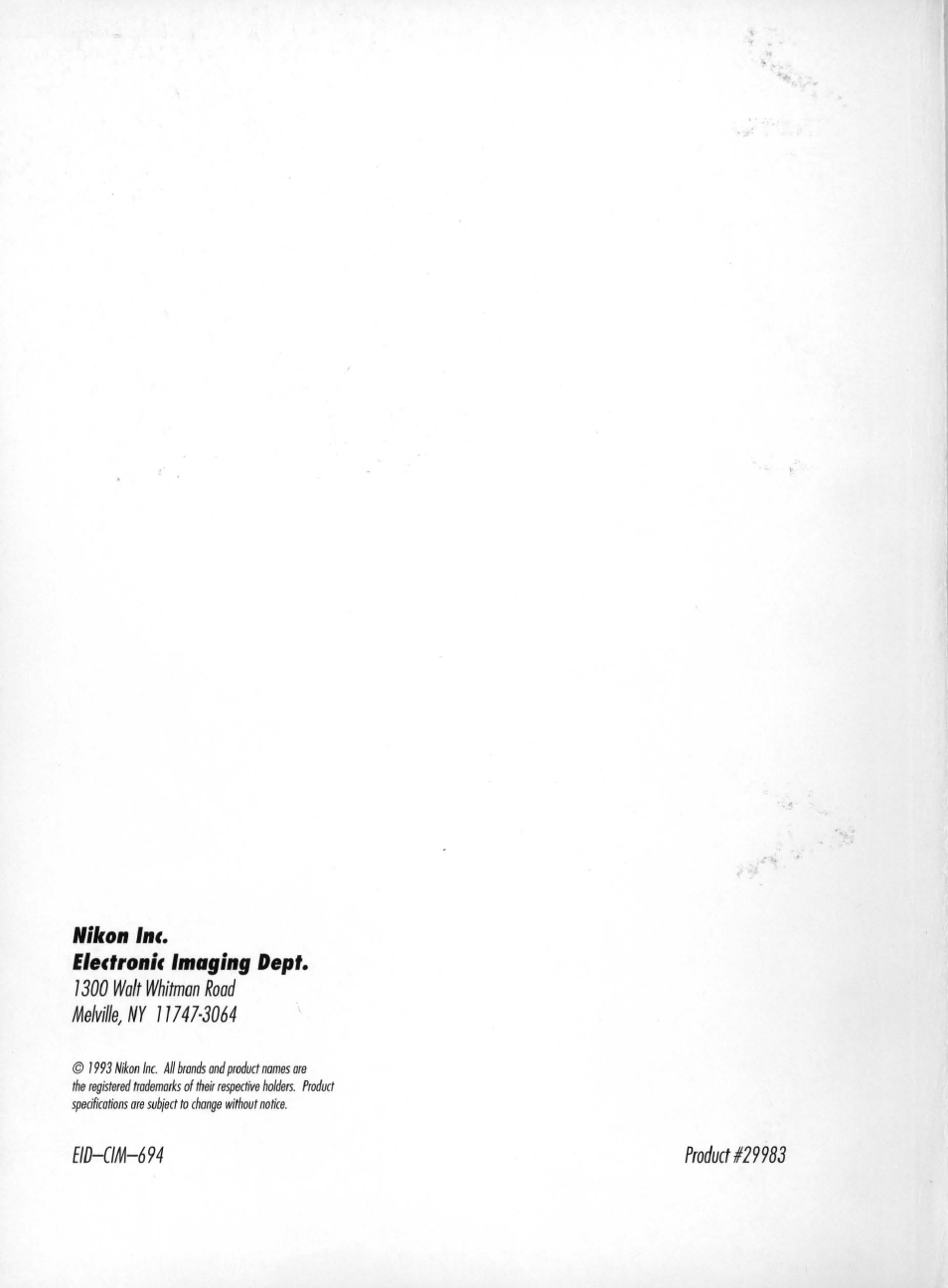 Nikon int, clettronu imaging dept | Nikon LS-10 Installation Guide for Macintosh User Manual | Page 68 / 68