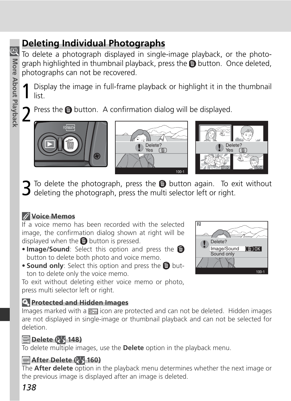 Deleting individual photographs | Nikon D2H User Manual | Page 150 / 264