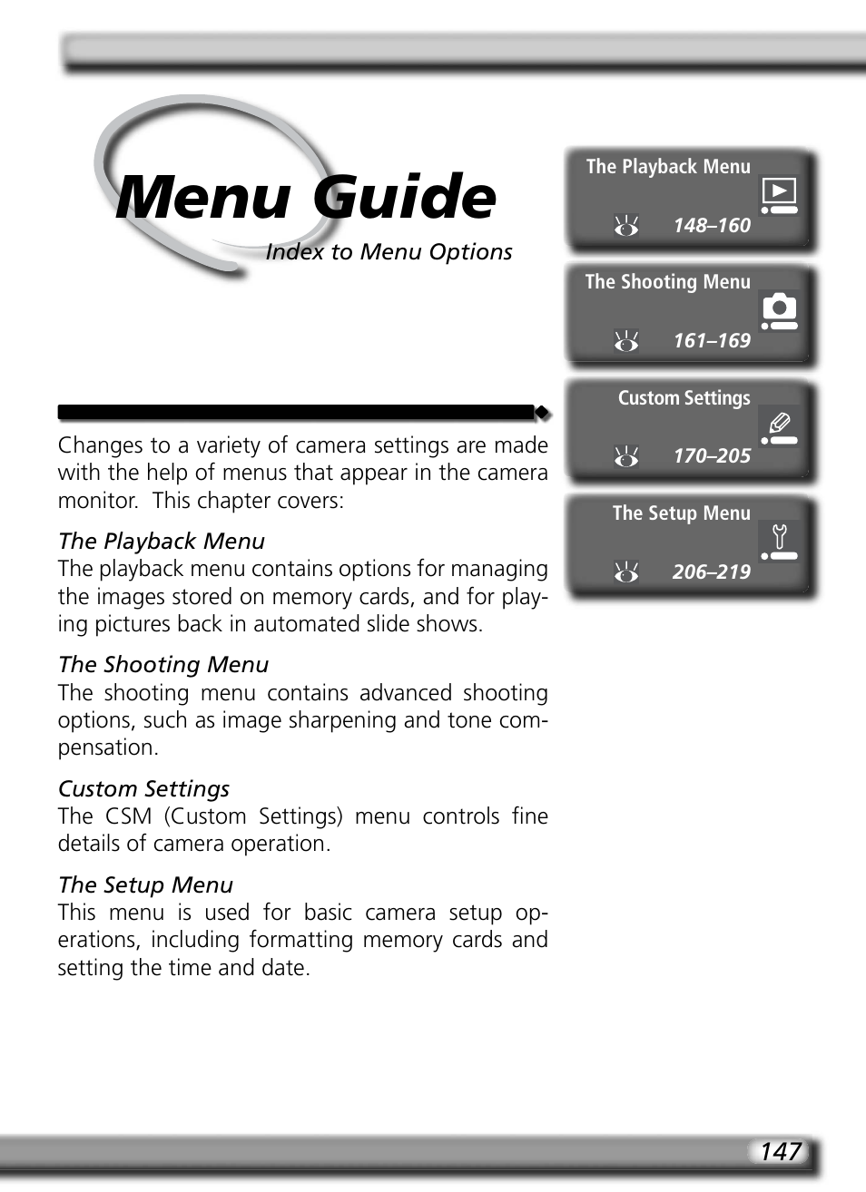 Menu guide | Nikon D2H User Manual | Page 159 / 264