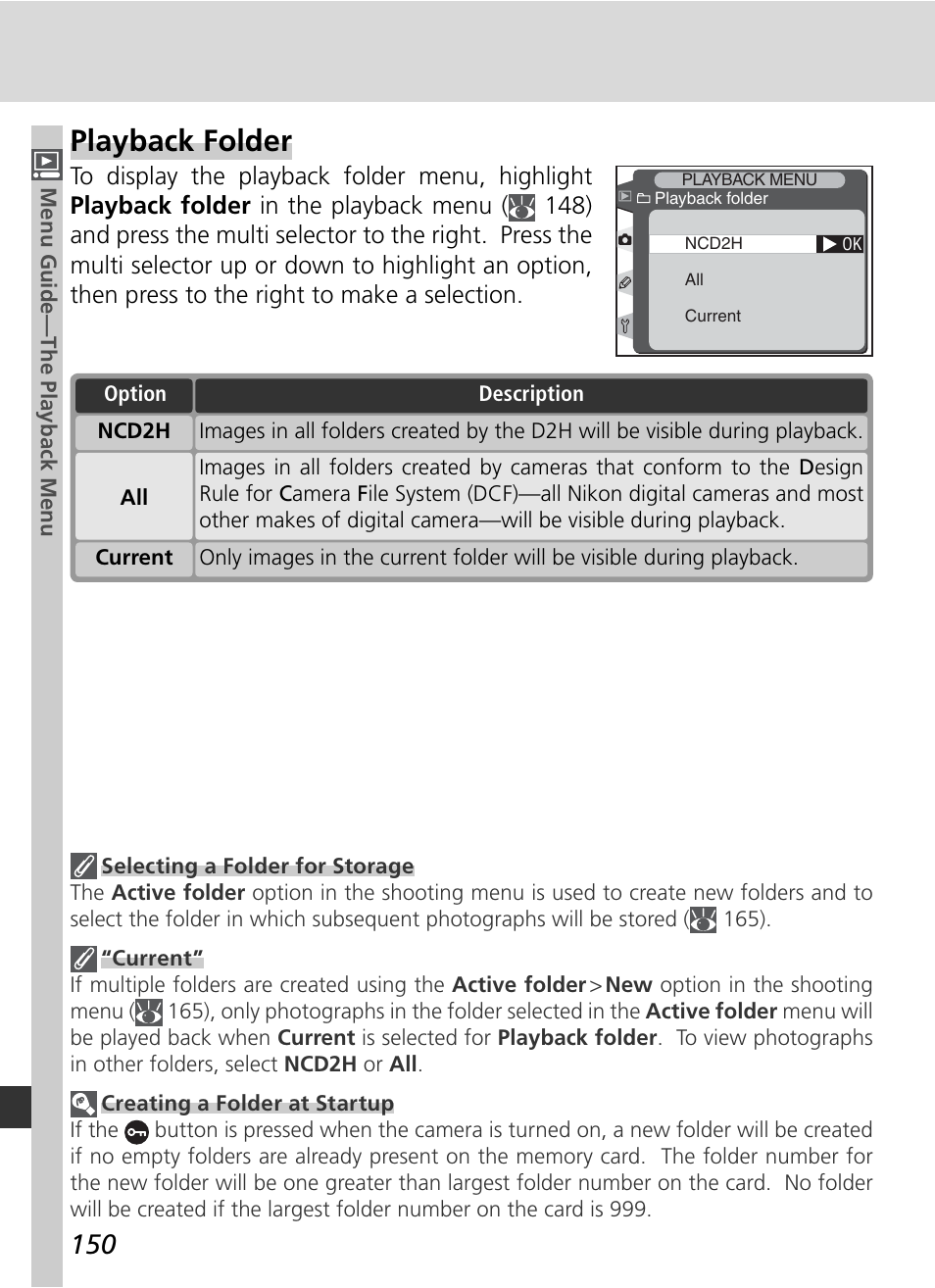 Playback folder | Nikon D2H User Manual | Page 162 / 264
