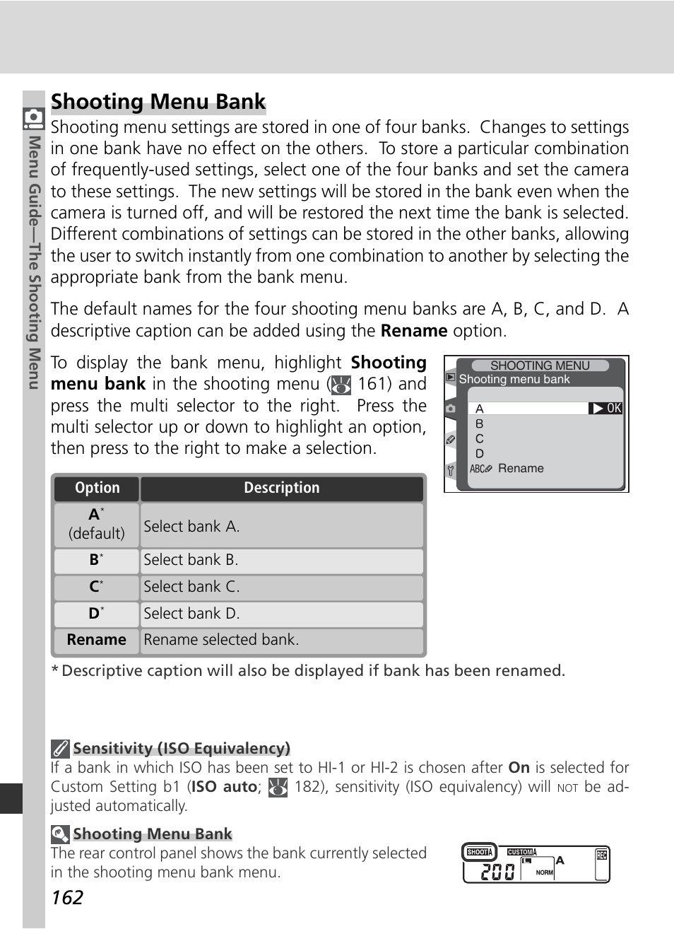 Shooting menu bank | Nikon D2H User Manual | Page 174 / 264